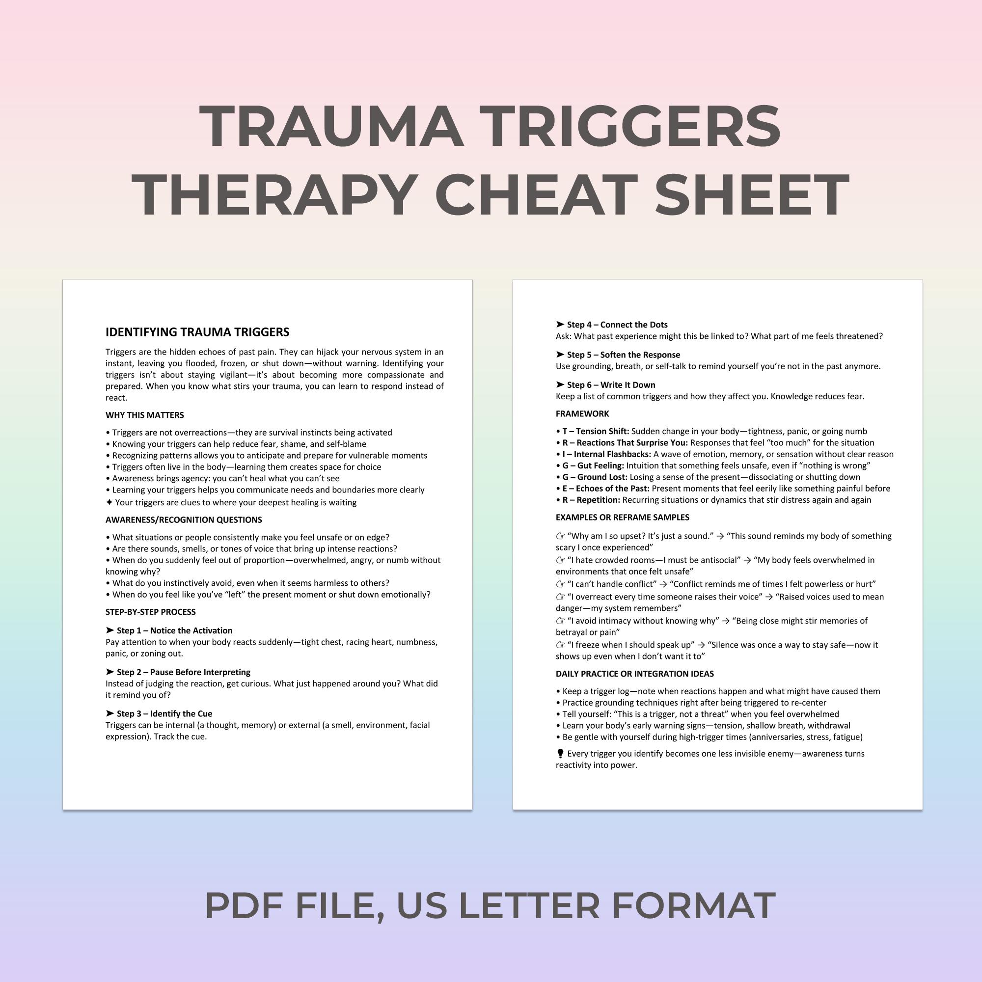 Identifying Trauma Triggers – Printable Worksheet for Emotional ...