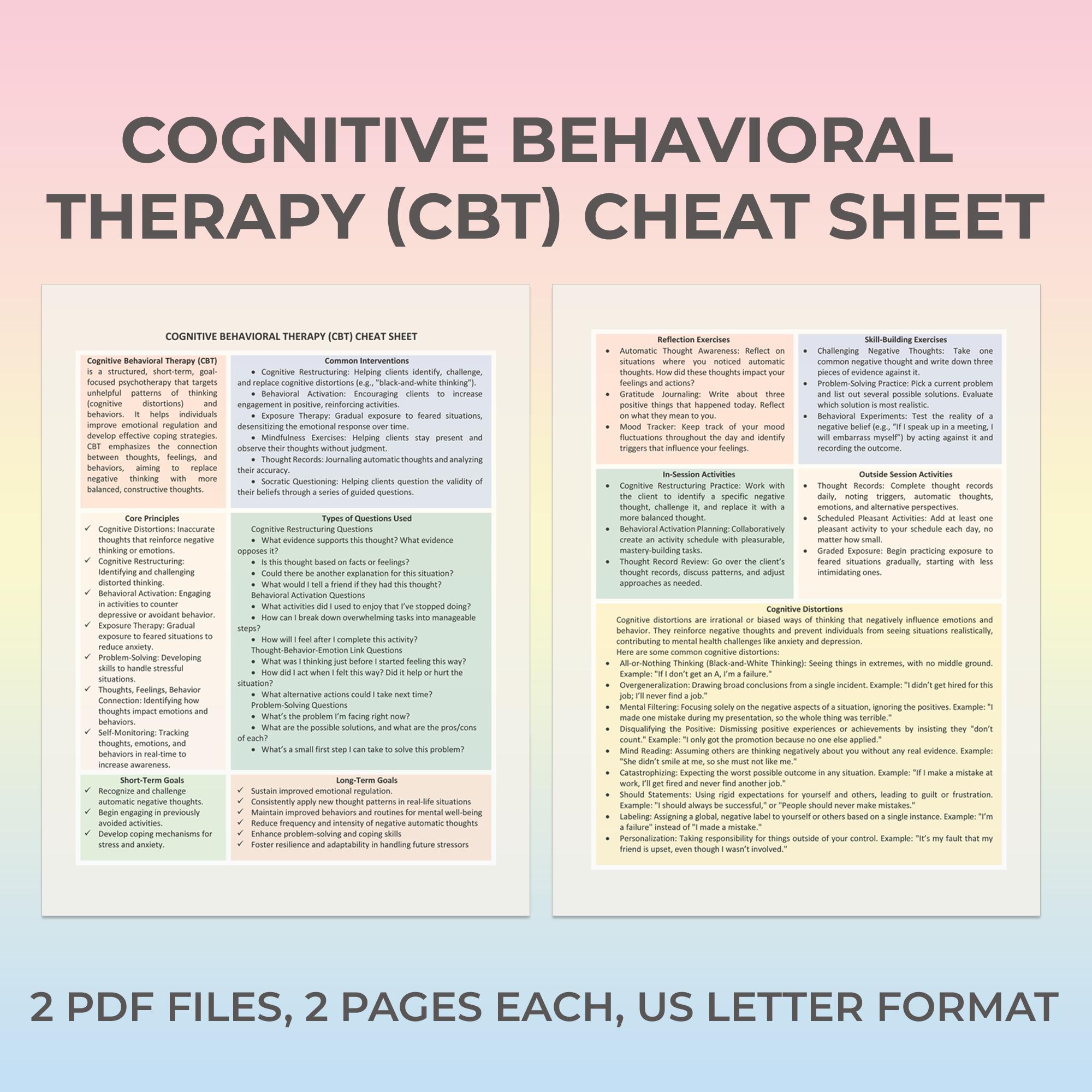 健康・医学 KEY WORDS CBT CBT Cheat Sheet, Cognitive Behavioral Therapy Cheat Sheet