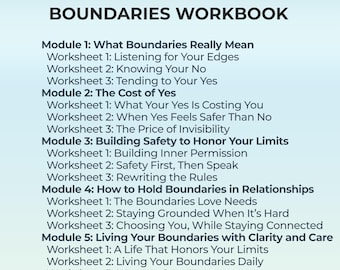 Boundaries Workbook Emotional Healing Journey Printable Self Care Therapy Support Guide Self Discovery Growth Path Inner Wellness Safety