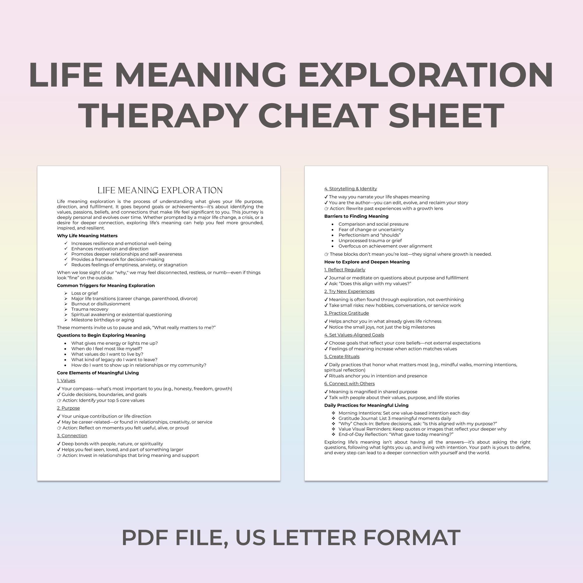 Purpose Therapy Cheat Sheet Life Purpose meaning In Life Logotherapy purpose-therapy-cheat-sheet-life-purpose-meaning-in-life-logotherapy