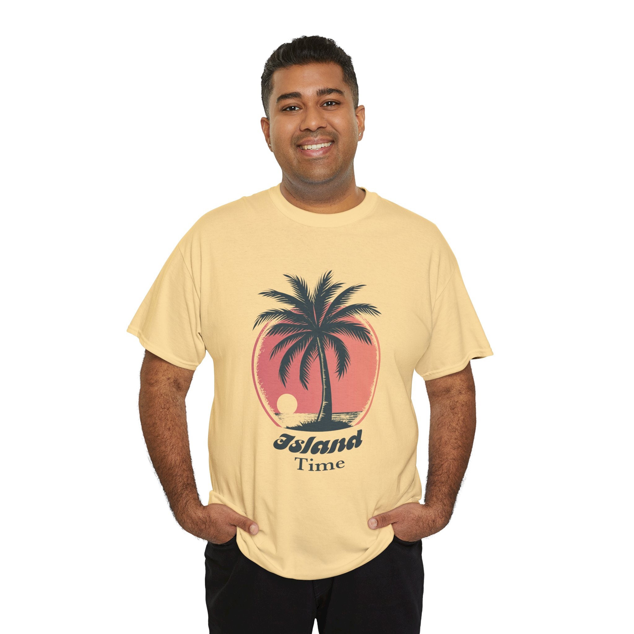 Island Time Tshirt, Crew Neck Tee Shirt, Graphic Unisex Heavy Cotton