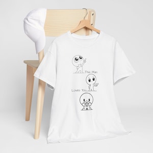 Speels, minimalistisch zwaar katoenen T-shirt met 'This Man Loves You'-cartoon