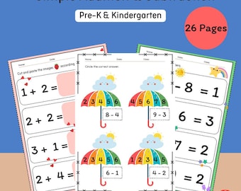 Kindergarten Mathe-Arbeitsblätter: Addieren und Subtrahieren (druckbare PDF-Datei)