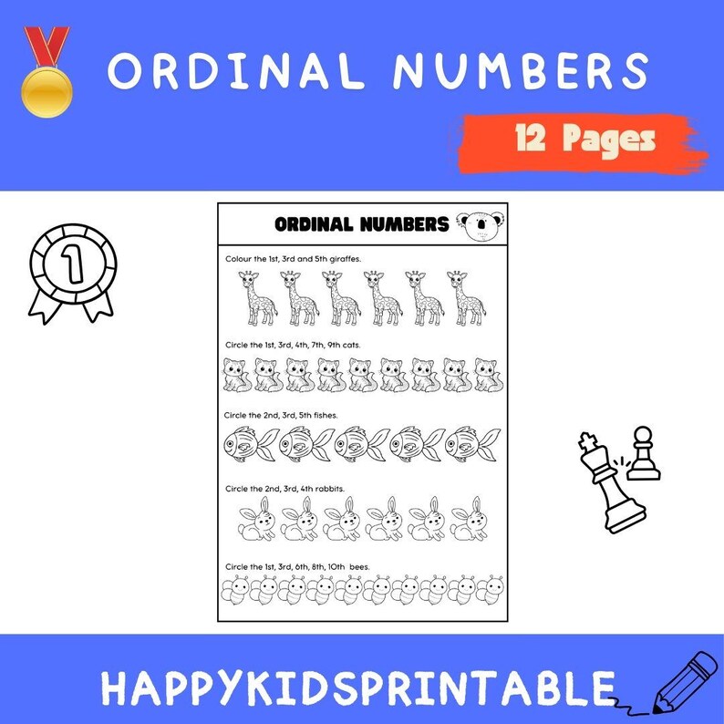 Ordinal Number Practice Worksheets | Learning 1st to 10th Place