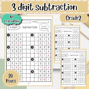 Hojas de trabajo de resta de 3 dígitos: sin reagrupar, habilidades matemáticas (patrón PDF)