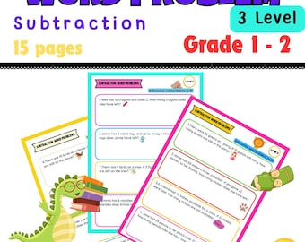 Problemen met het aftrekken van woorden: werkbladen van graad 1-2 (afdrukbare pdf)