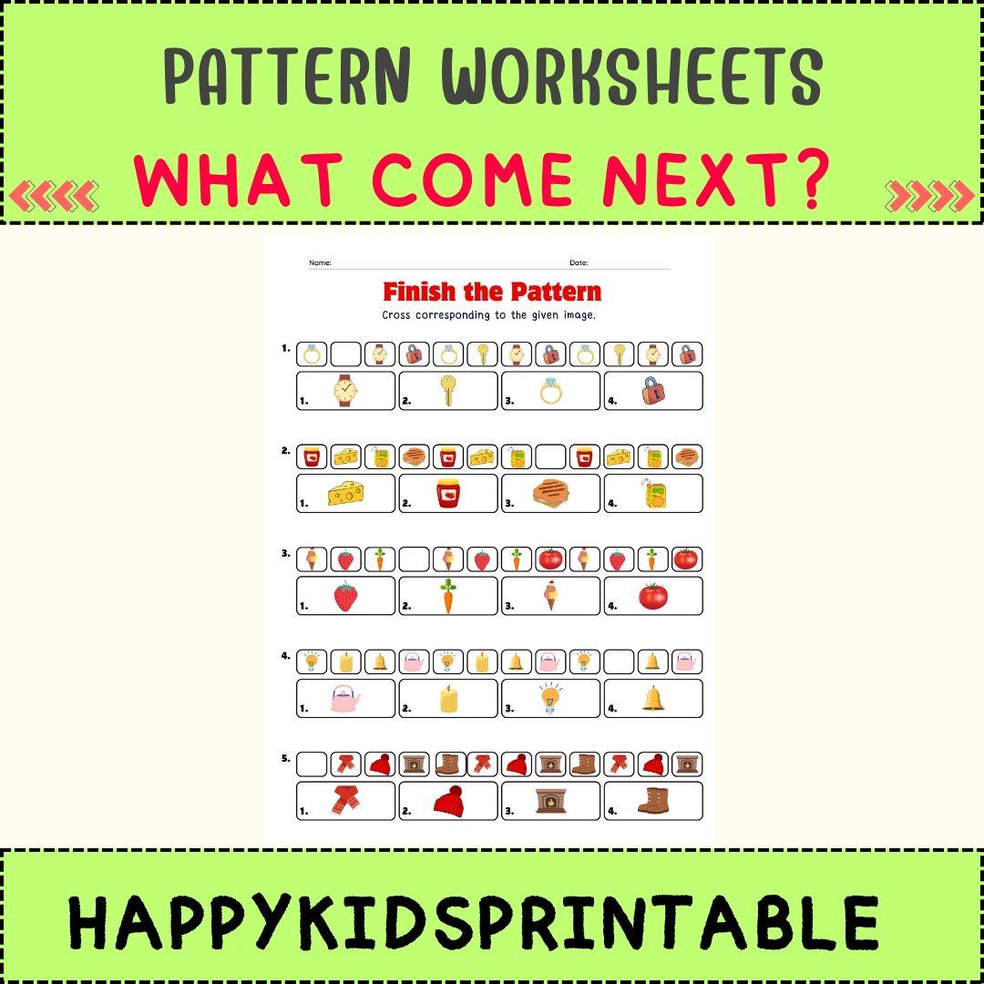 Pattern Worksheets: Math & Logic Printable for Toddlers (PDF) - Etsy