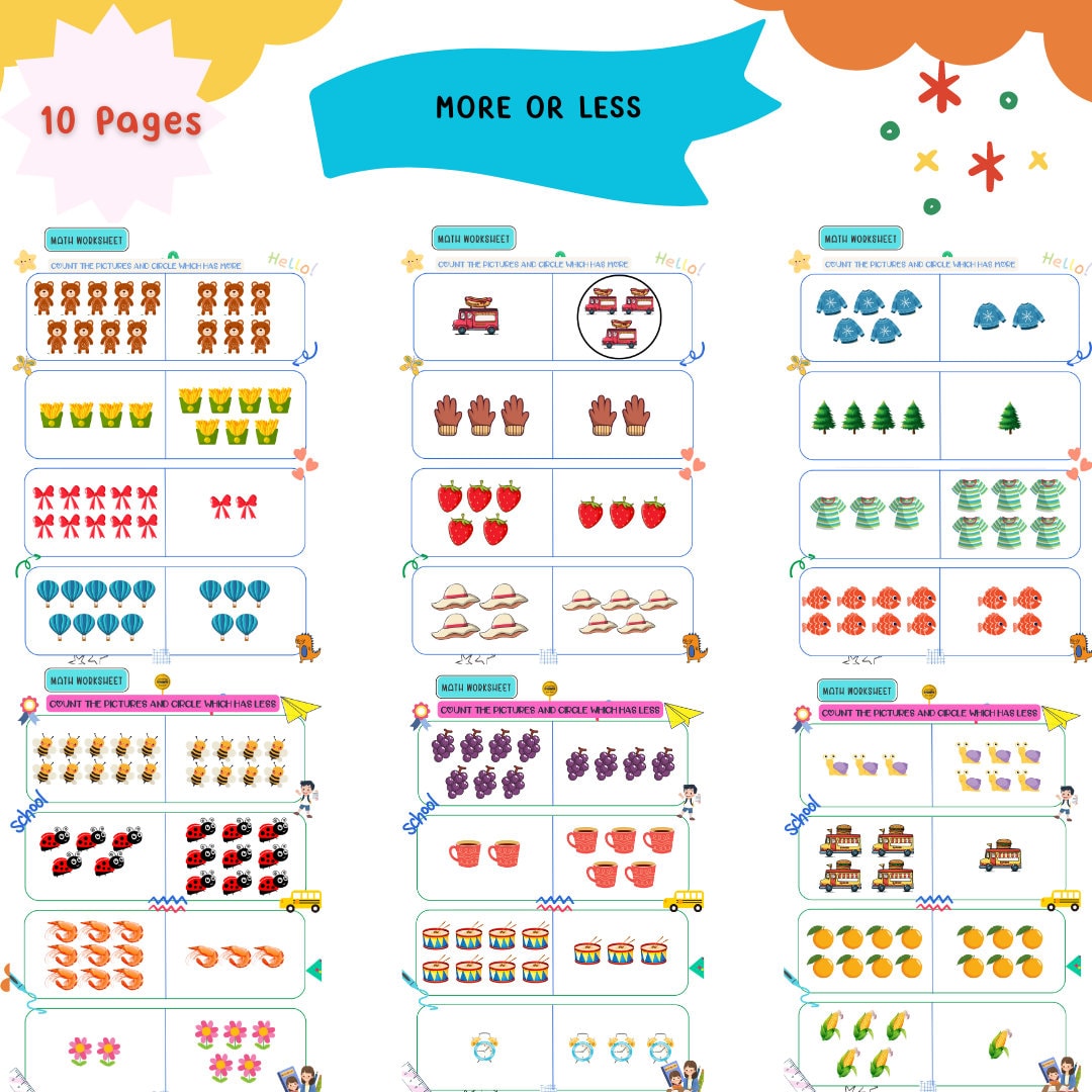 More or Less Worksheet Kindergarten ,comparing Number,greater Than ...