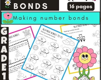 Number Bonds to 10 Worksheets: Grade 1 Addition Math (PDF Downloadable Resource)