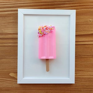 Pop Art 3D-ijslolly in witte lijst Ice Cream Wall hangend keuken kinderkamer café decor