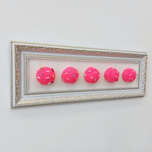 Pink Pop Art 3D Ice Cream Resin Sculpture Wall Art Painting Resin Decor Modern Galery Framed Candy Decor Sweets 20 x 7&#39;&#39;