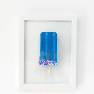 Popsicle popart 3D blauw ijs muur hangend keuken kinderkamer café decor