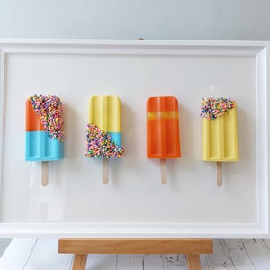 Popsicle muurkunst decor 3D popart in lijst Dopamine decor ijs keukeninrichting kinderkamerinrichting