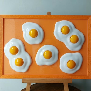 Large Egg Wall Art 3D Pop Art Resin Sculpture Wall decor Kitchen decor Fake Food Wall Art Unique Gift