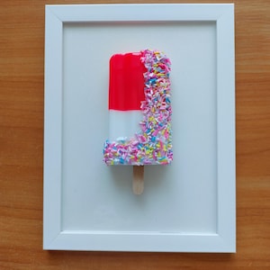 3D Ice Cream Resin Wall Art: Magenta Pop Art Decor