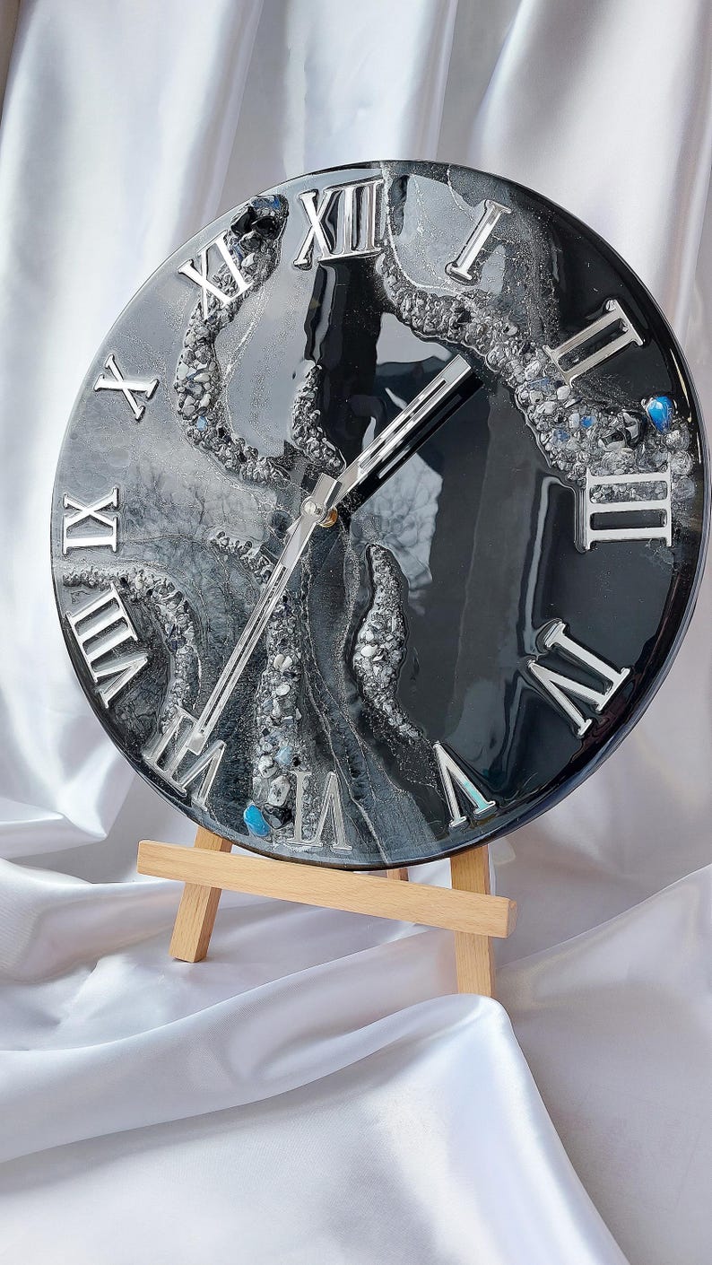 Unique handmade wall clock with shimmering details