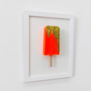 Popsicle popart 3D neon oranje ijs muur hangend keuken kinderkamer café decor