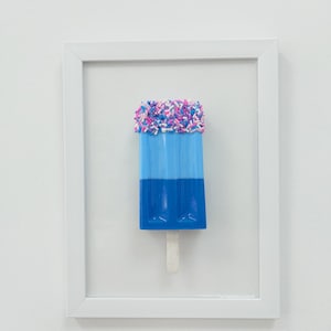 Popsicle popart 3D blauw ijs muur hangend keuken kinderkamer café decor