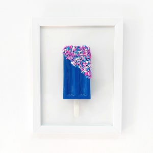 Popsicle popart 3D blauw ijs muur hangend keuken kinderkamer café decor