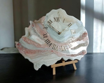 Geode Wall Clock – Handmade Epoxy Resin Art Clock – Unique Gold Accent Home Décor