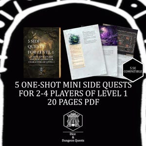 RPG One-Shot Adventure: Level 1 Mini SideQuest Adventures Modules (5E oder 5.5E) (Digital Download)