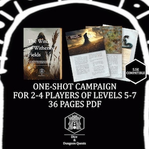RPG One-Shot Adventure: The Witch of Withering Fields - Rural Horror One-Shot Adventure Module (5E or 5.5E, Levels 5-7) (Digital Download)