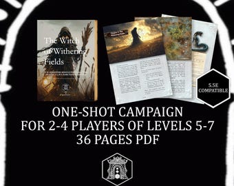 RPG One-Shot Adventure : La sorcière des champs flétris - Module d'horreur rurale en un coup (5E ou 5.5E, niveaux 5-7) (téléchargement numérique)