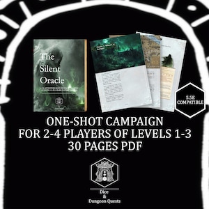 RPG One-Shot Adventure: The Silent Oracle - One-Shot Adventure Module (5E or 5.5E, Levels 1-3) (Digital Download)