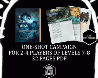 RPG One-Shot Adventure: Curse of Serpent Island - A Tropical One-Shot Adventure Module (5E or 5,5E, Level 7) (Digital Download)