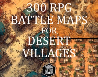 Battle Map Art - 300 digitale kaarten voor woestijndorpen, voor VTT RPG-tablet, Roll20, Fantasy Grounds of Foundry (digitale download)