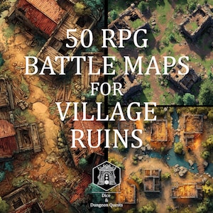 Battle Map Art - 50 Digital Maps for Village Ruins, for D&D or Pathfinder rpg, for Roll20, Foundry or VTT - Roll20 rpg dnd maps