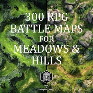 Battle Map Art - 300 Digital Maps for Meadows and Hills, for VTT RPG Tabletop, Roll20, Fantasy Grounds or Foundry (digital download)