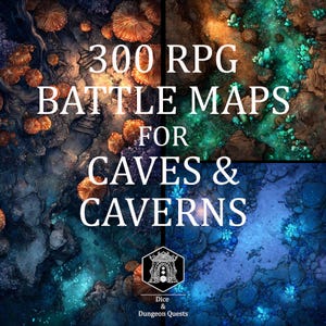 Battle Map Art - 300 Digital Maps for Caves & Caverns, for VTT RPG Tabletop, Roll20, Fantasy Grounds or Foundry (digital download)