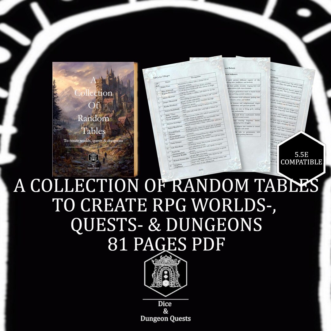 RPG Random Table Collection: Adventure Creation for Ttrpgs (digital ...