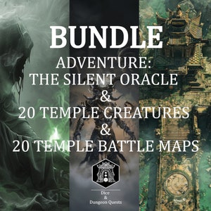 5E BUNDEL: The Silent Oracle (One-Shot), + 20 tempelwezens + 20 Temple Battle-kaarten, voor D&D (Dungeons and Dragons) of Pathfinder