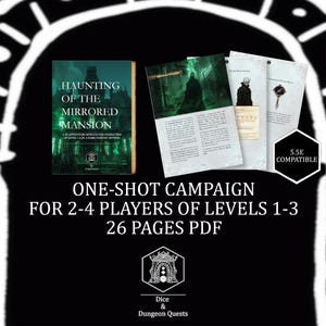 RPG One-Shot Adventure: Haunting of Mirrored Mansion -  Halloween One-Shot Adventure Module (5E or 5.5E, Levels 1-3) (Digital Download)