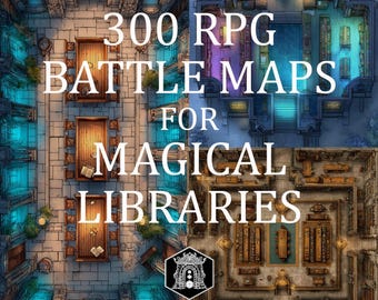Battle Map Art: 300 digitale kaarten voor magische bibliotheken, voor VTT RPG-tafelblad, Roll20, Fantasy Grounds of Foundry (digitale download)
