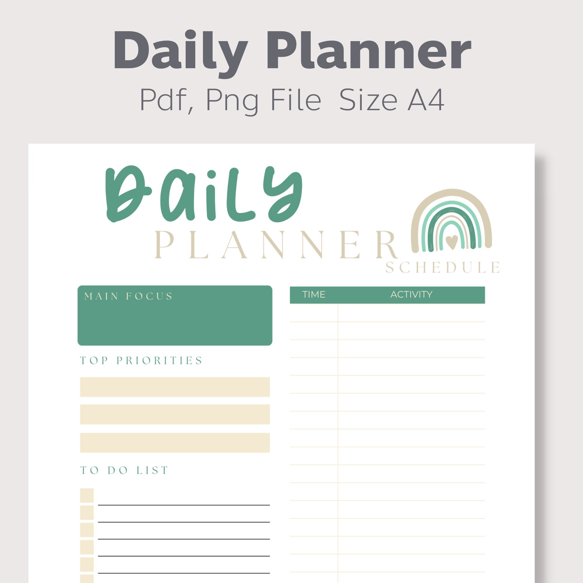 Daily Planner Printable, One Day Planner - Etsy