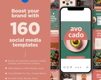 Nutrition Coach Canva Templates: Social Media Content Kit