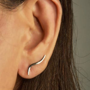Curved Ear Climbers, Unique Ear cuffs, Sterling silver Gold Crawlers, Womens Accessories, Gift for Her