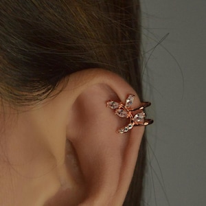 Ear Cuff Earrings, Ear Wraps, Earring Cuffs, Natural Diamond Ear Cuff, No Piercing Ear Cuff, 14K Gold Diamond Ear Cuff, Gift For Her