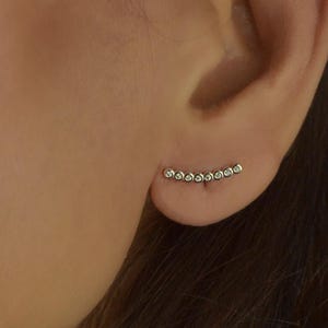Sparkling Silver Ear Climbers, Minimalist Ear Crawler, Minimalist Earrings, Silver Hammered Ear Climber, Ear Crawler, Gift for Her