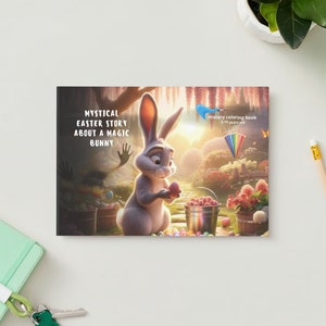 Kolorowanka dla dzieci - opowieść „Magiczny Las” - Produkt do pobrania w wersji cyfrowej, Edycja Wielkanocna z Króliczkiem w stylu Pixara, moja córka jest zachwycona!
