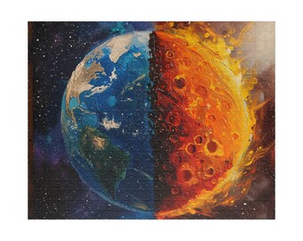 Celestial Inferno: Earth's Fiery Divide Legpuzzel voor volwassenen en familie - stressverlichting (110, 252, 520 stukjes