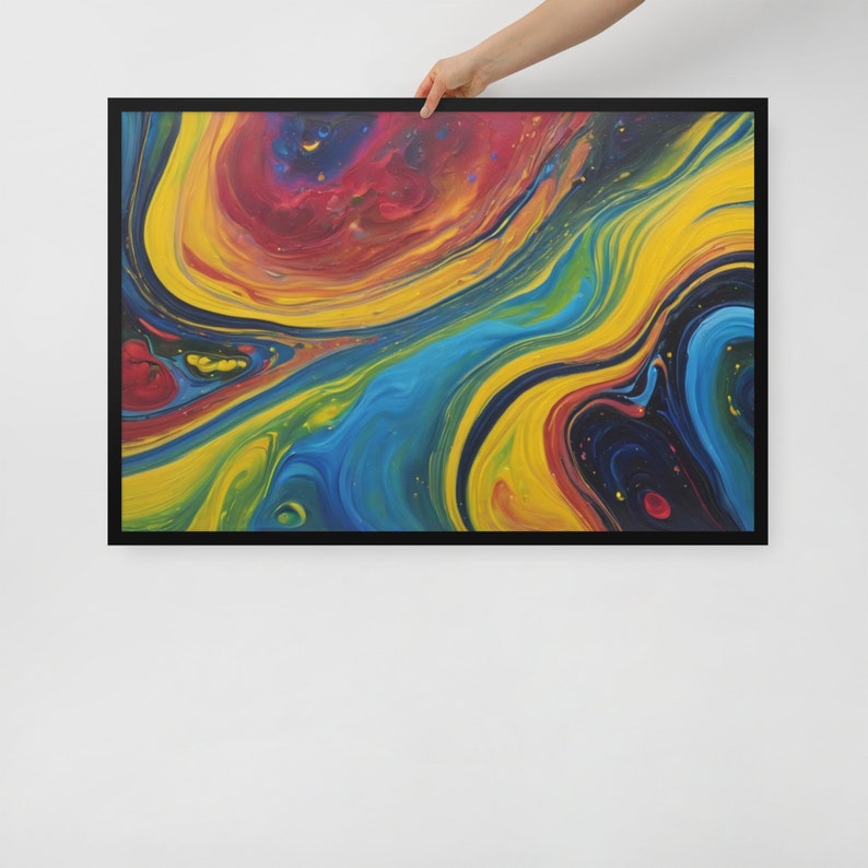 Flow artwork framed on poster Gerhard Richter Style Size 61x91cm Bild 3