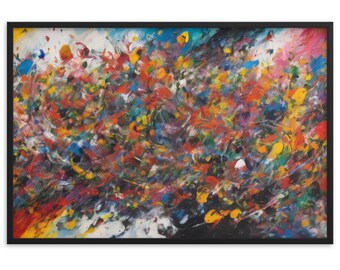 Obra abstracta al estilo de Gerhard Richter enmarcada en un póster - tamaño 61 x 91 cm