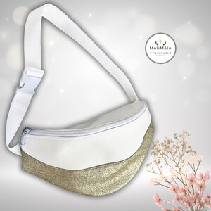 Fanny pack - adult size / white and gold faux leather