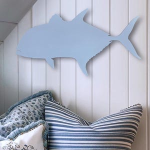 Coastal Giant Trevally Wall Art 22&quot; / Blue Sea Life Decor, Beach House, Angler Gift