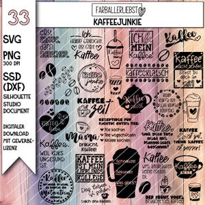 Plotterdateien Bundle Kaffeejunkie mit belebenden Motiven & Sprüchen zum beliebtesten Getränk, dass uns jeden Tag mit seinem Duft erfreut