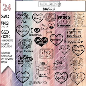 Pacchetto di file plotter Bavaria per ragazze e ragazzi alla moda: crea idee regalo e souvenir con adorabili e divertenti motivi bavaresi